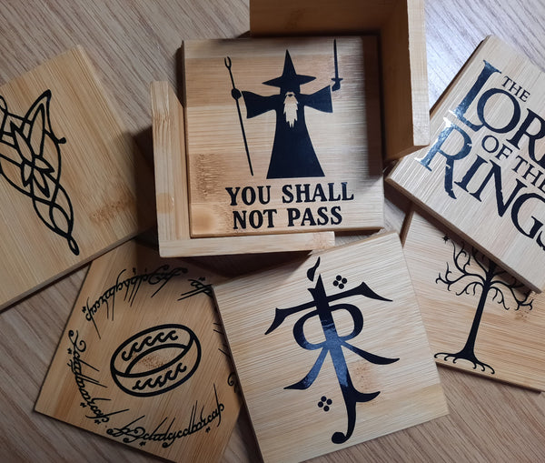 Set of 6 Lord of the Rings themed coasters