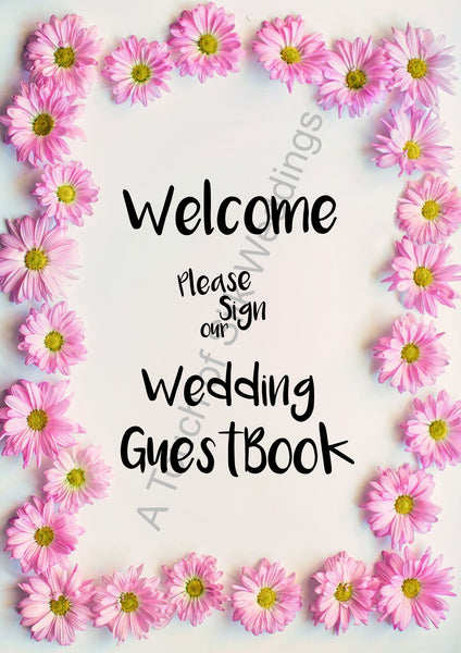 Instant Download Pink Daisy Effect Wedding Guest Book Sign