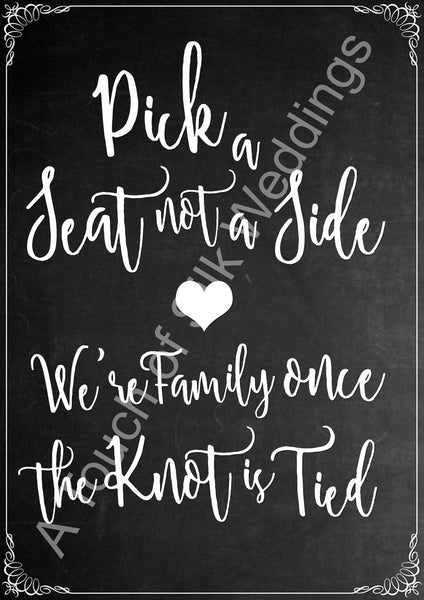 Instant Download Chalk Board Effect Pick a Seat Sign