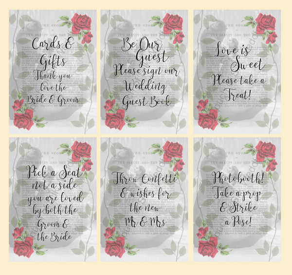 Bundle - Instant Download Beauty & The Beast Wedding Signs