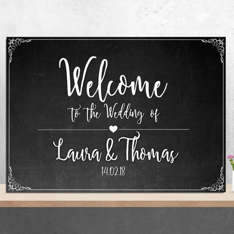 Large Chalk Board Effect Wedding Welcome Sign