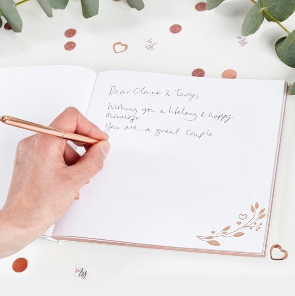 Rose Gold Marble Wedding Guest Book