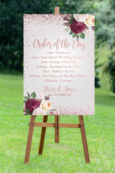 Rose Gold Bundle - Welcome Sign & Order of the Day Sign