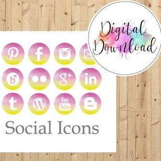 Instant Download - Rainbow Social Media Icons