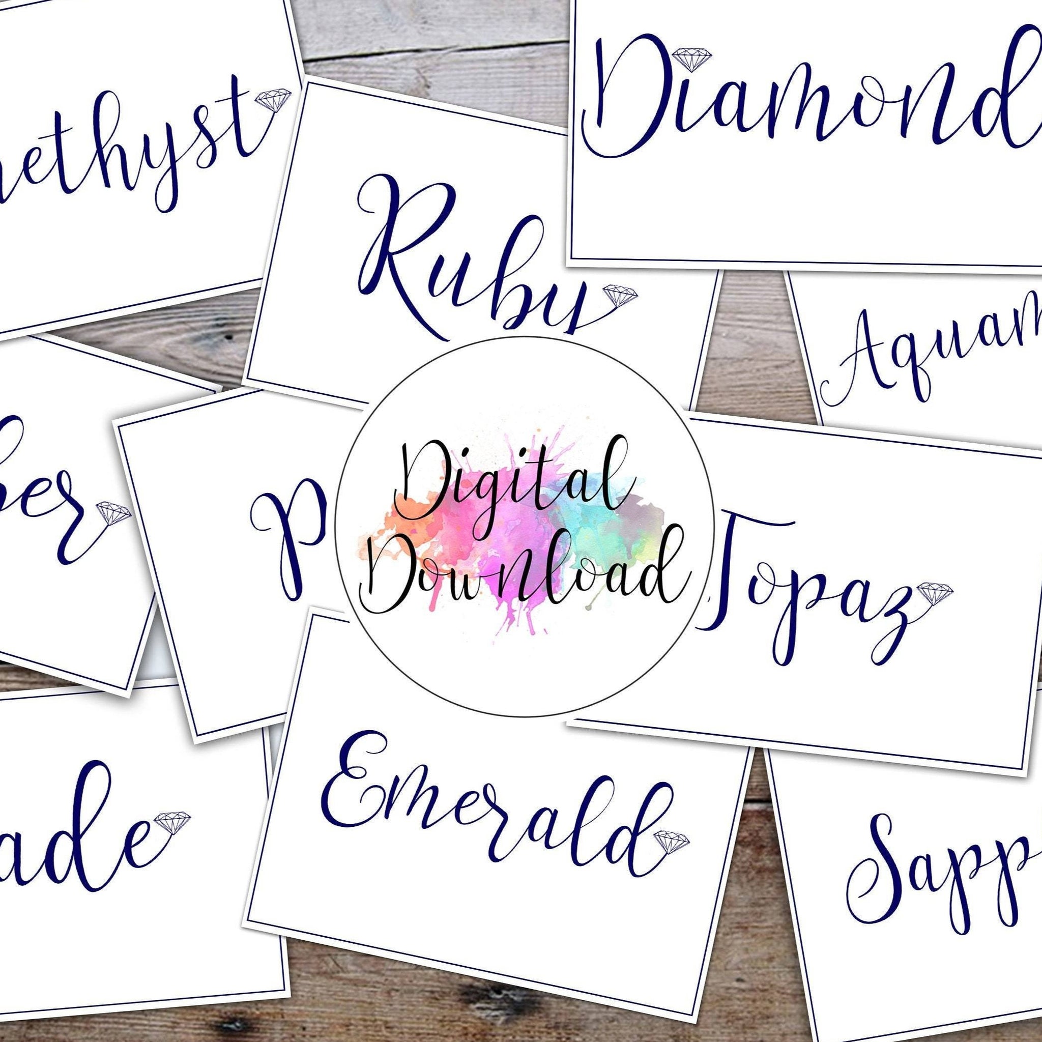 Printable Gemstone Inspired Table Names