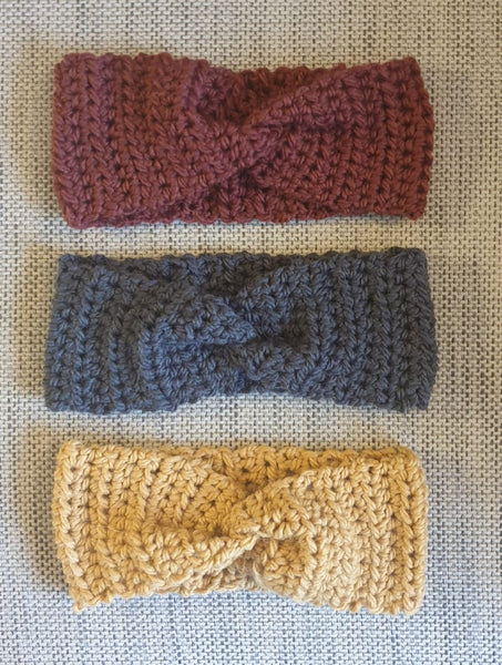Crochet Knotted Headband Earwarmers- Handmade in a variety of colours