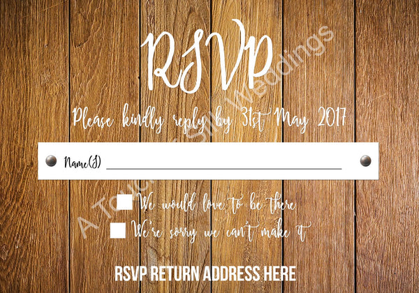 Wood Effect Invitation Set - Invite, RSVP & Details Card