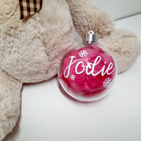 Plastic Christmas Bauble - Choice of Vinyl Colour - Personalised