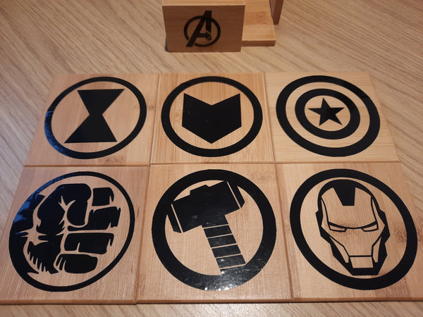Set of 6 Superhero themed coasters