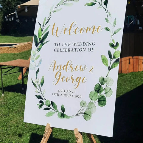 A1 Foliage Wreath Wedding Welcome Sign