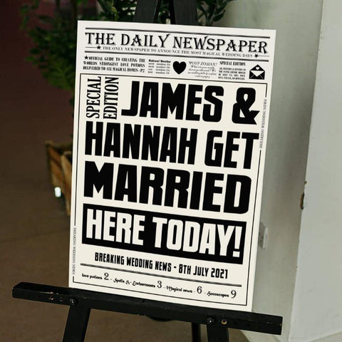 Newspaper Style Wedding Welcome Sign
