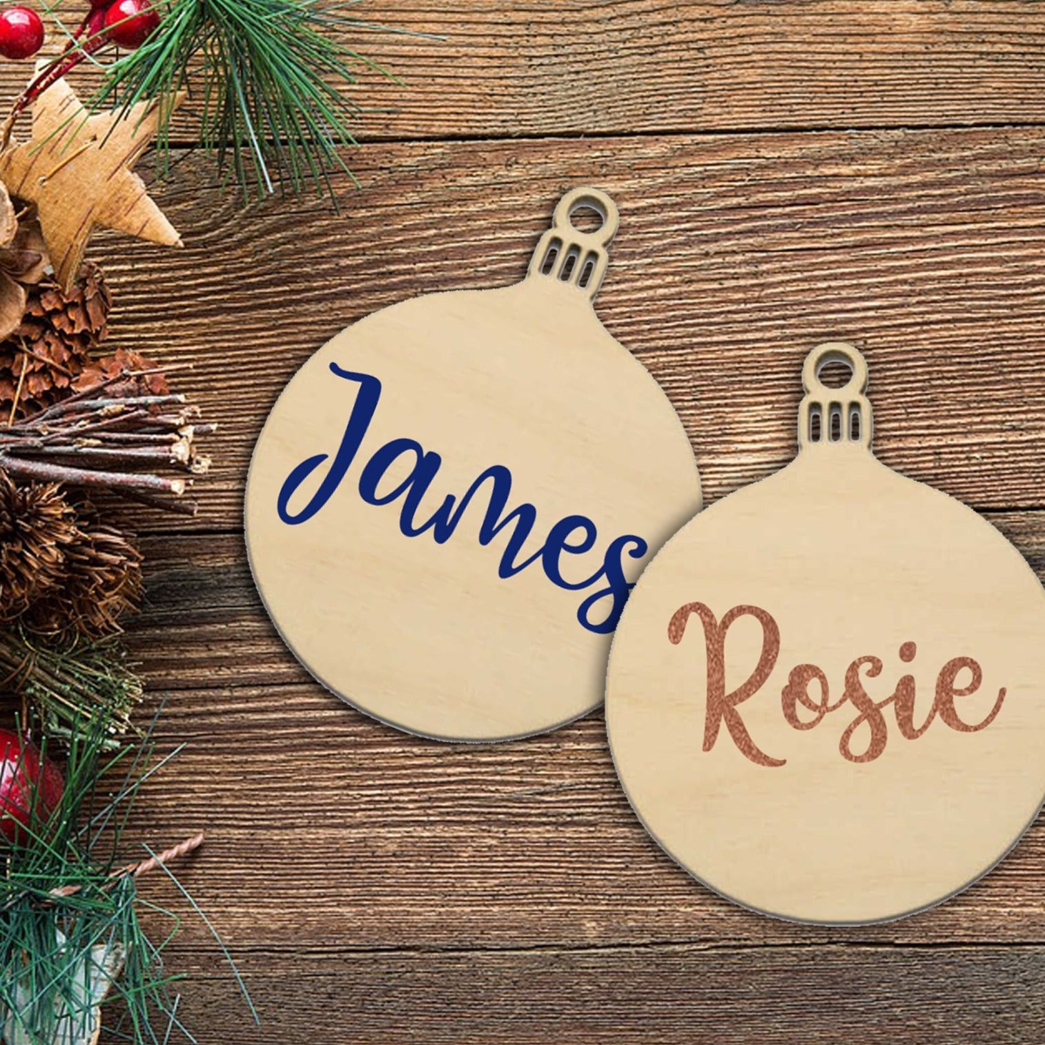 wooden christmas bauble personalised