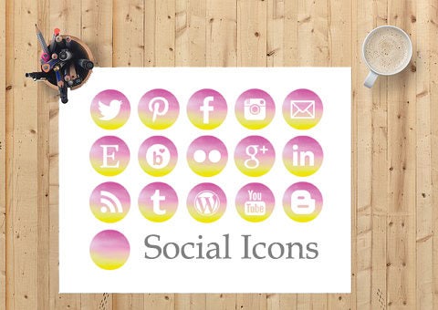 Instant Download - Rainbow Social Media Icons