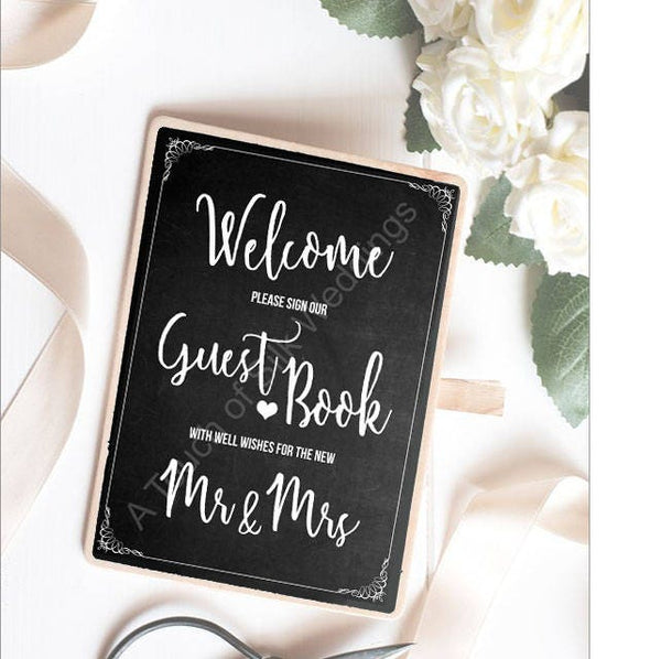 Chalk Board Effect Wedding Guest Book Sign