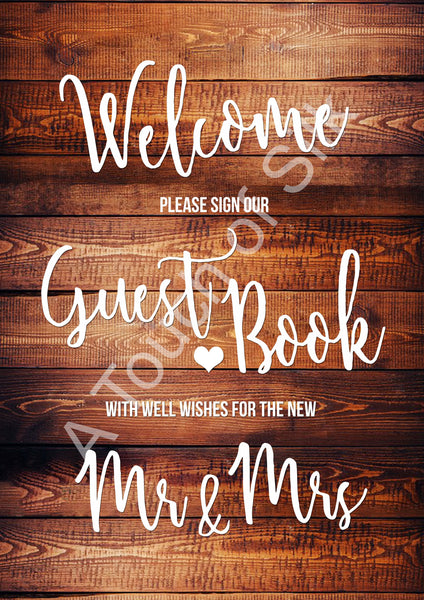 Instant Download Wood Effect Wedding Guest Book Sign
