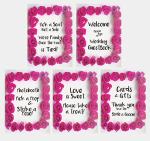 Bundle – Hochzeitsschilder mit rosa Rosen