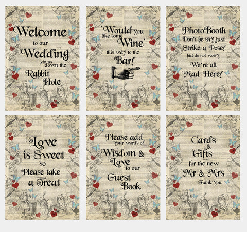Bundel - Alice in Wonderland Themed Wedding Signs