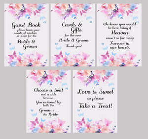Bundle - Floral Butterfly Themed Wedding Signs