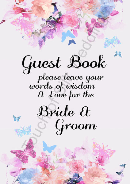 Bundle - Instant Download Floral Butterfly Wedding Signs