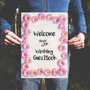 Pink Daisy bruiloft gastenboek teken