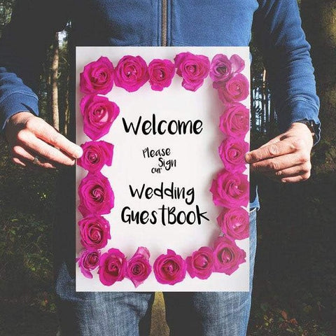 Pink Rose Wedding Guest Book Sign