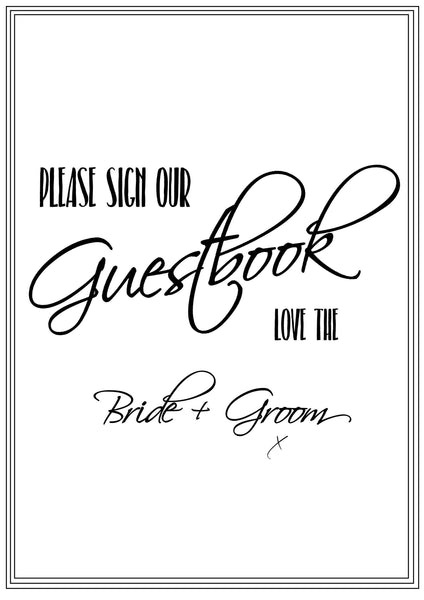 Instant Download Black & White Guestbook Sign
