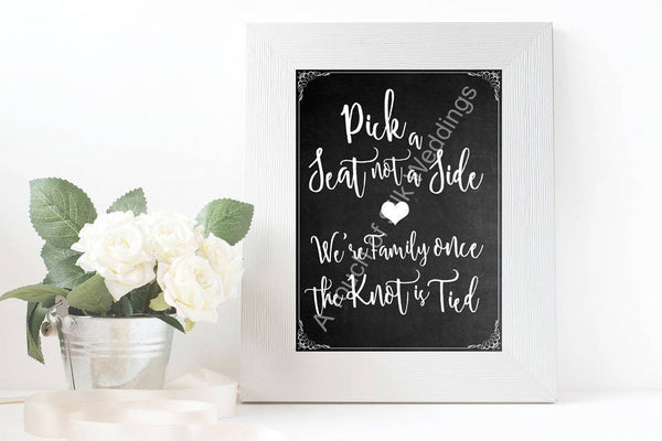 Instant Download Chalk Board Effect Pick a Seat Sign
