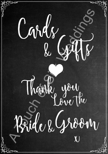 Instant Download Chalk Board Effect Cards & Gifts Sign
