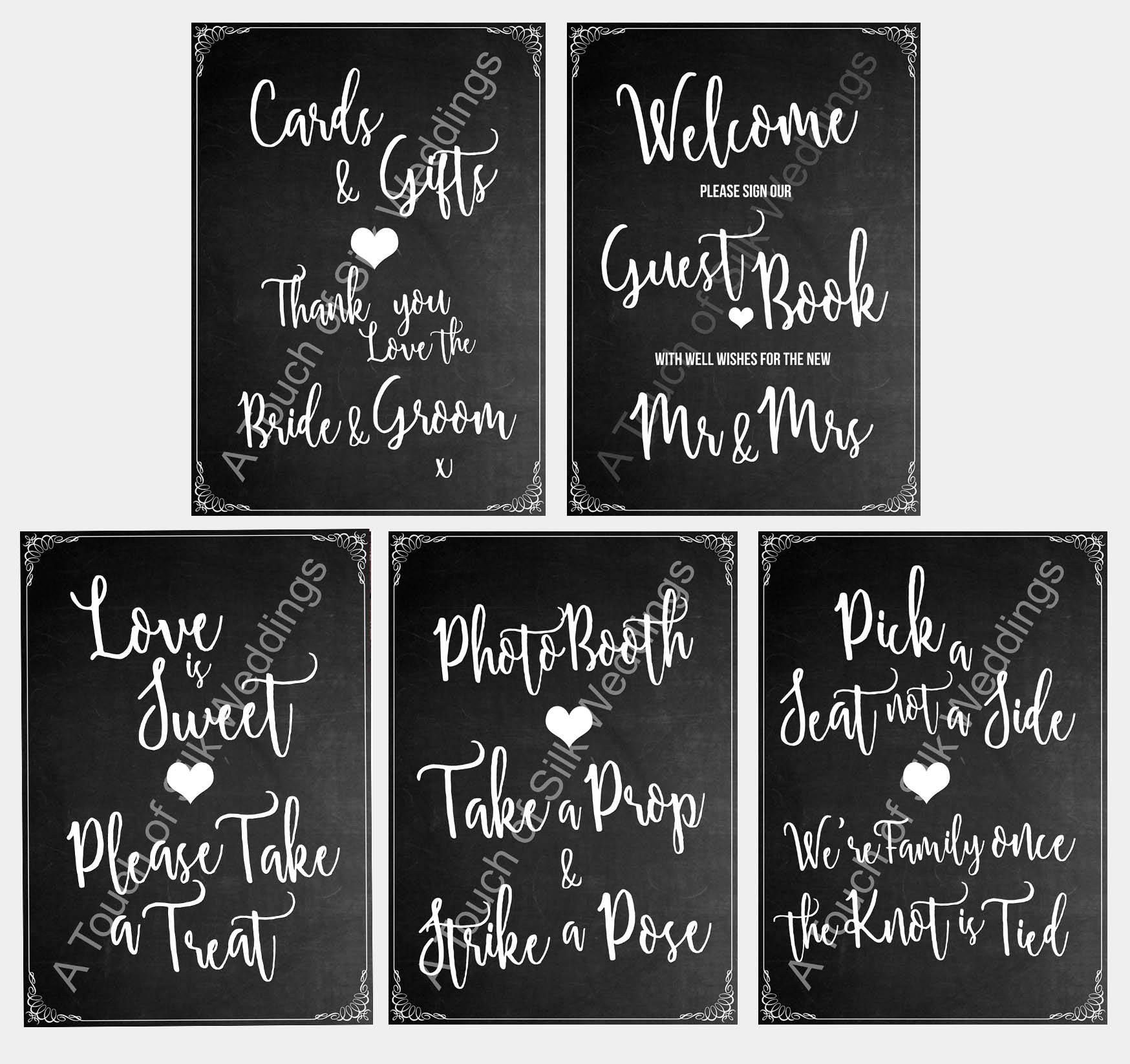 Bundle - Instant Download Chalk Board Effect Wedding Signs – Silk Stationery, image size:1748x1646