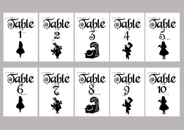 Instand Download - Alice in Wonderland Table Numbers