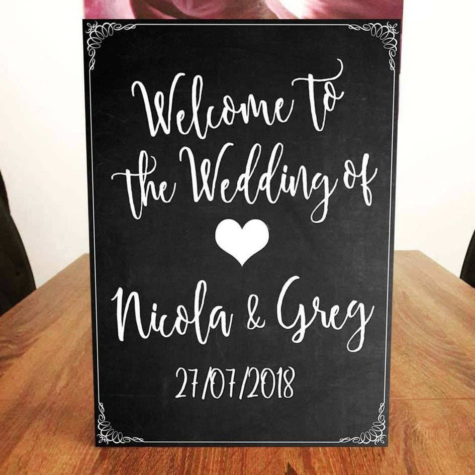 chalk board wedding welcome sign