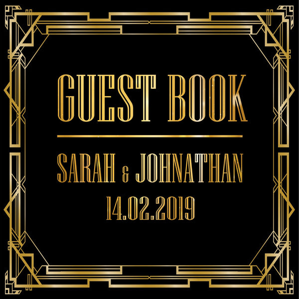 Personalised Black & Gold Gatsby Guest book