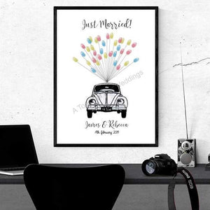 Just Married Fingerprint Guest Book with Ink