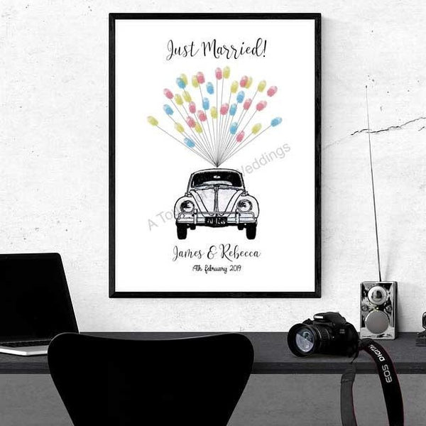 Just Married Fingerprint Guest Book with Ink