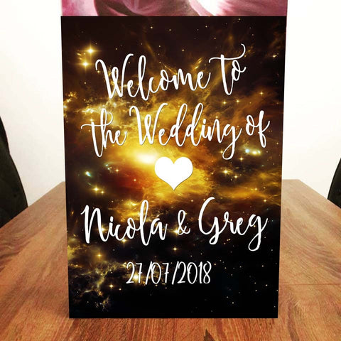 Black & Gold Galaxy Wedding Welcome Sign
