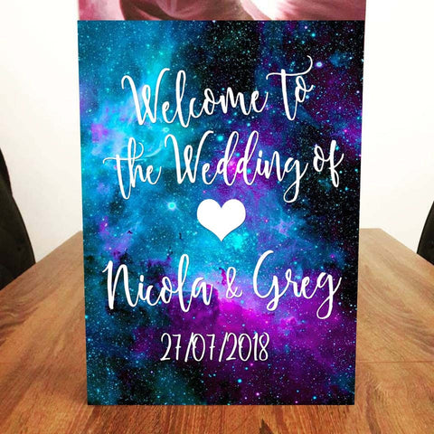 Blue Galaxy Wedding Welcome Sign