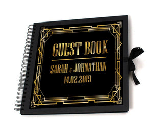 Personalised Black & Gold Gatsby Guest book