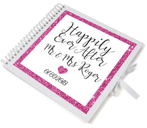 Large Personalised Pink Glitter Wedding Guest Book