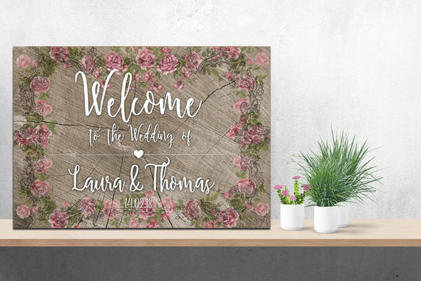 Rose Wood Wedding Welcome Sign