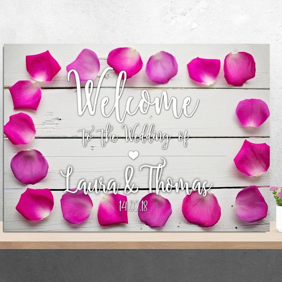 Rose Petal Wedding Welcome Sign