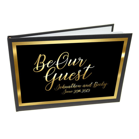 Personalised Black & Gold Be Our Guest Wedding Guest Book