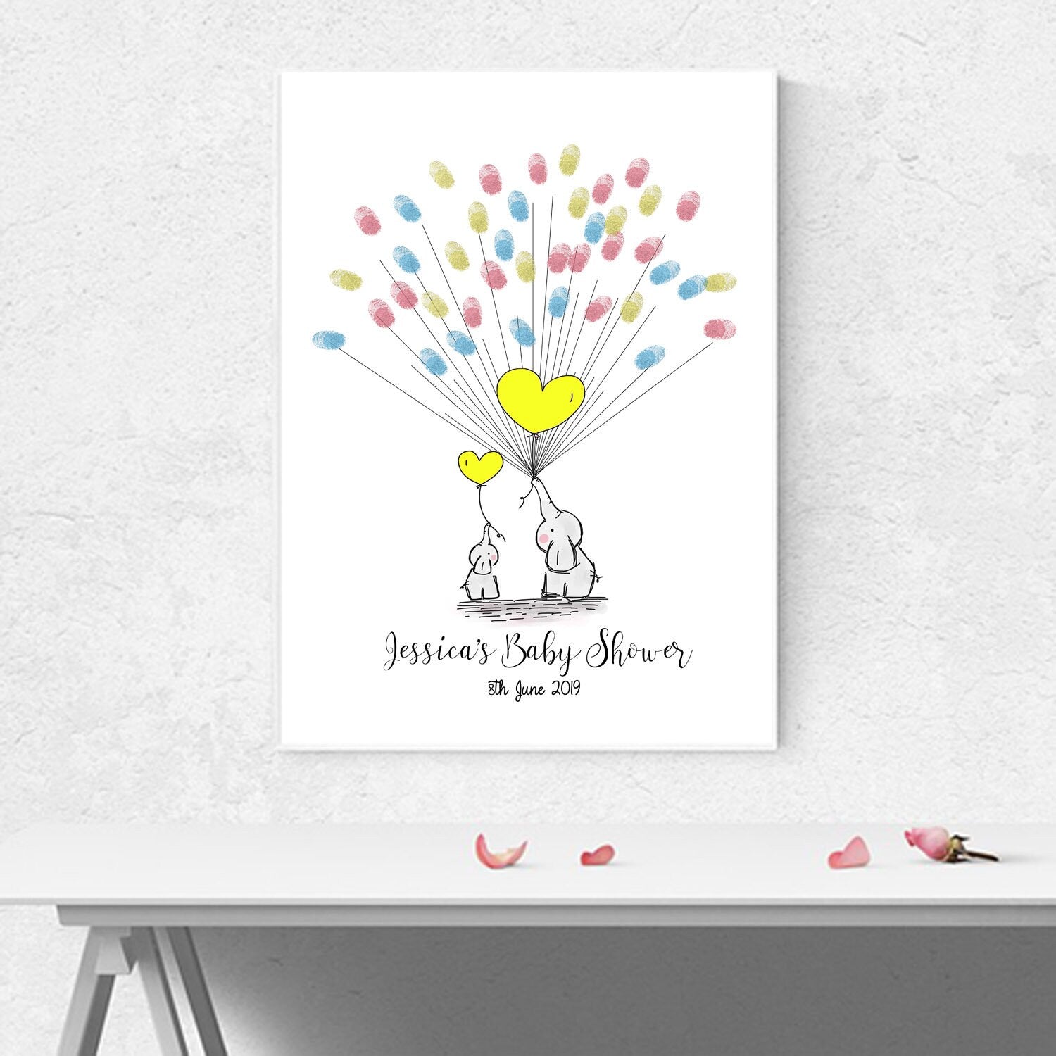 Elephant Baby Shower Fingerprint Guest Book with Ink