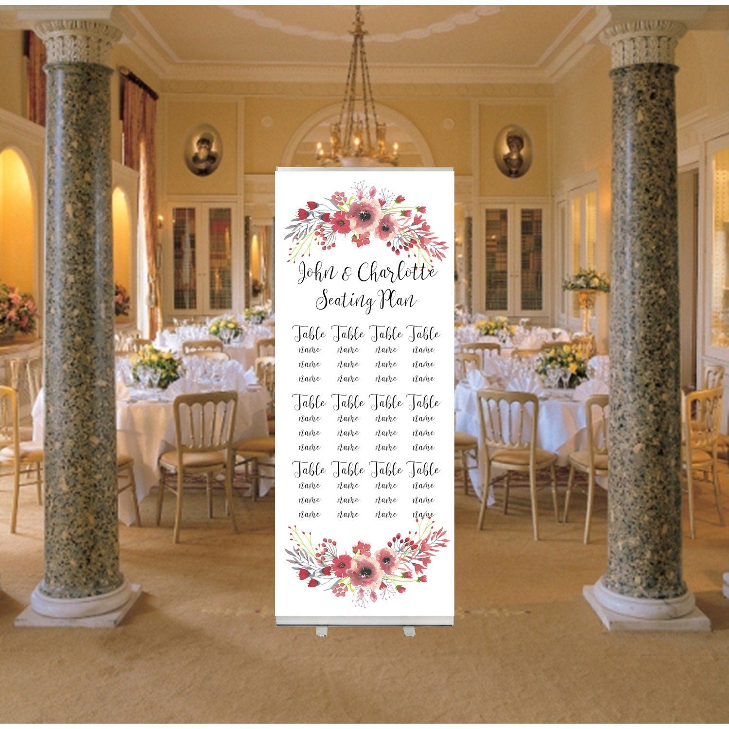 Floral Table Plan Roller Banner