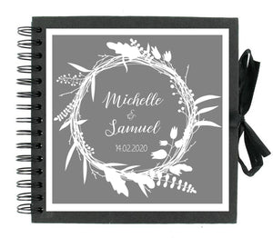 Personalised White Wreath Guest book