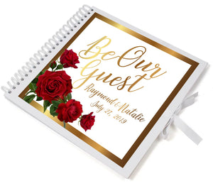 Large Personalised Be Our Guest Rose Guestbook