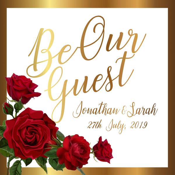 Large Personalised Be Our Guest Rose Guestbook