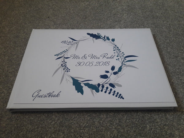 Personalised Wreath Design Guestbook - Various Colours