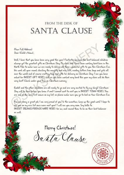 Letter and Nice List Certificate from Santa - Personalised