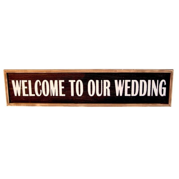 Große Plakette „Willkommen auf unserer Hochzeit“.