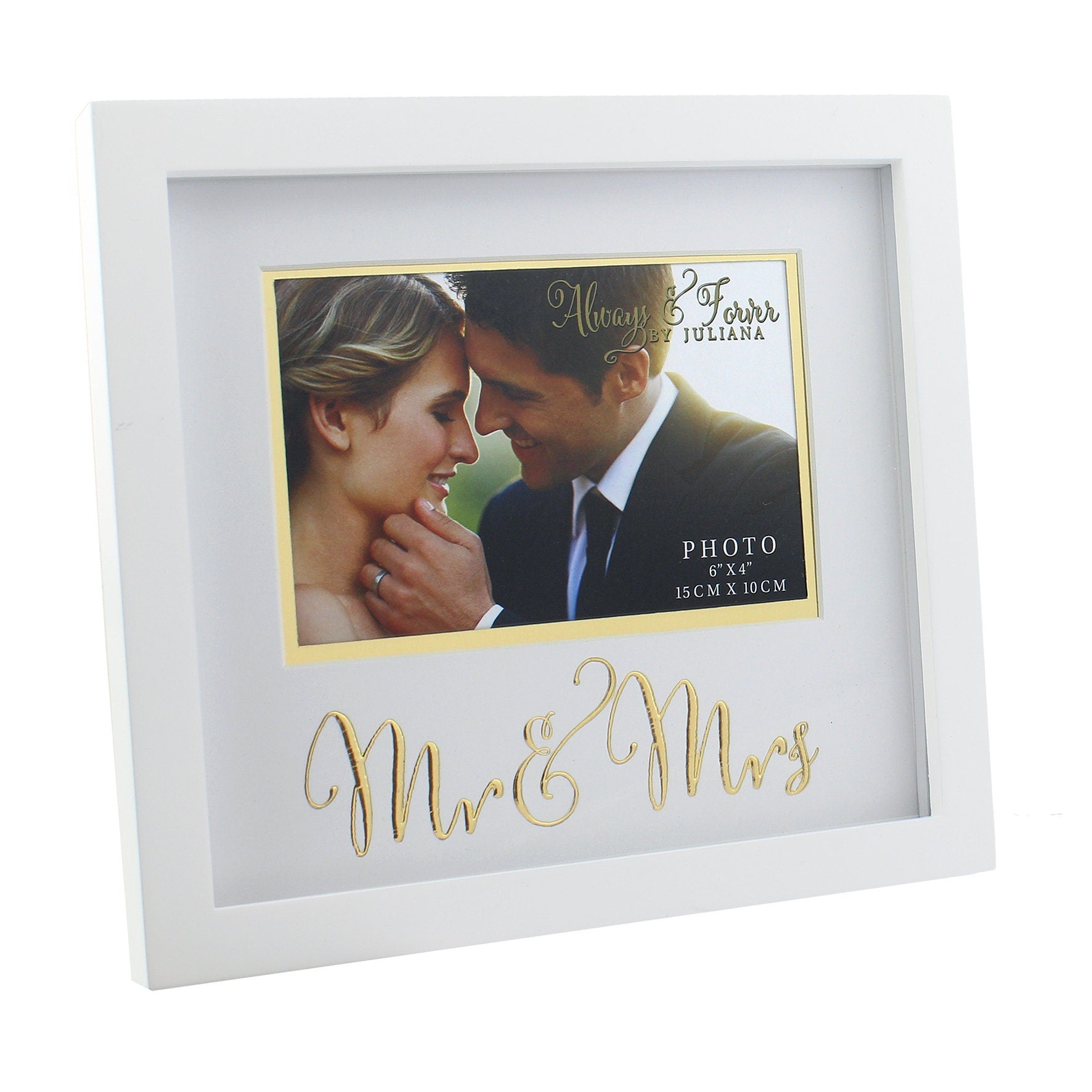Mr & Mrs Photo Frame in White and Gold